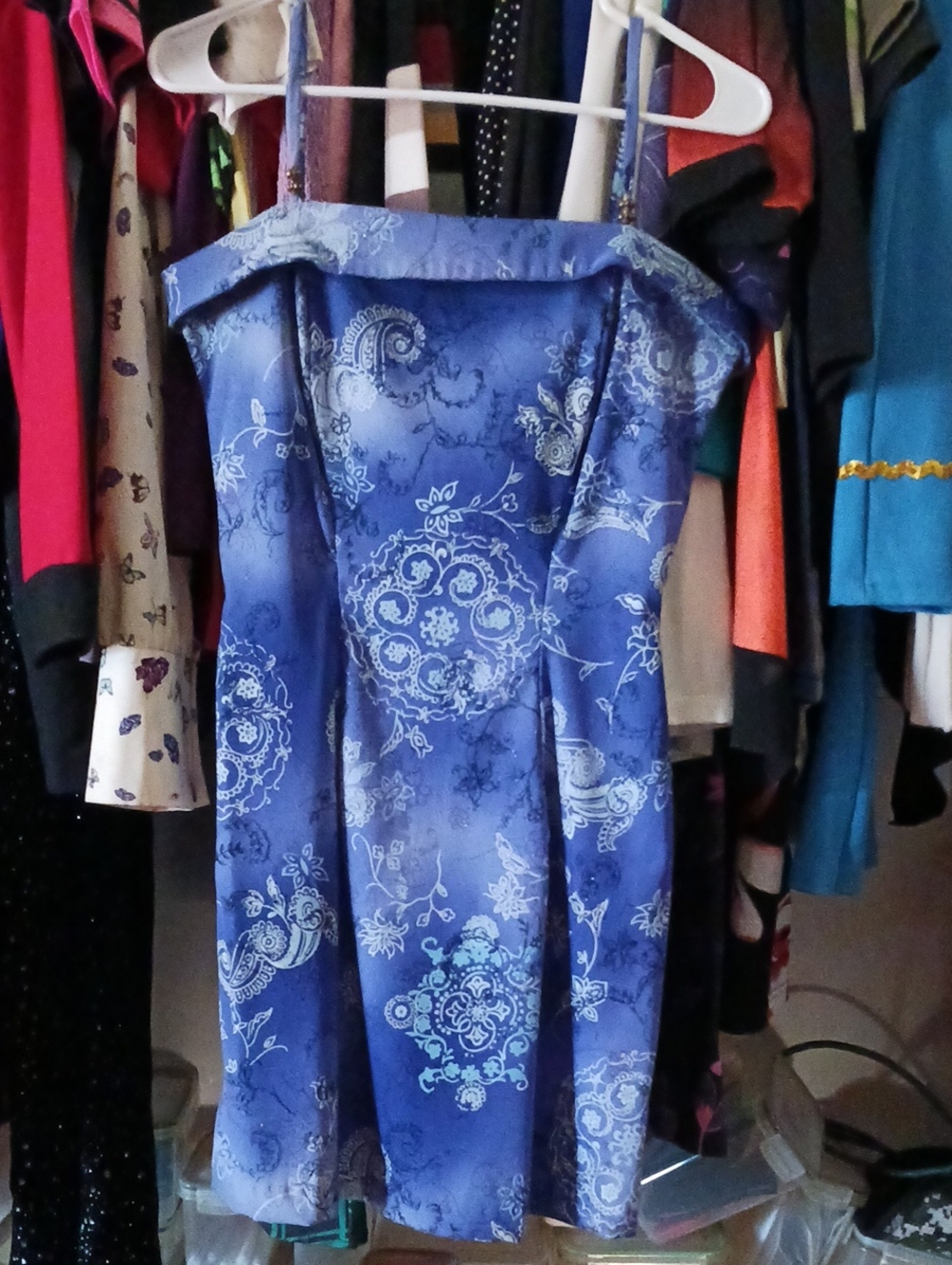 All That Jazz Blue Paisley-Print Mini Dress